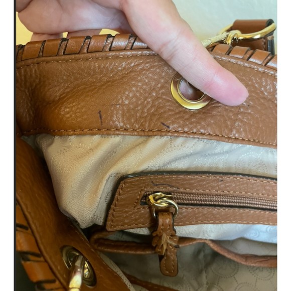 Michael Kors Brown Leather Braided Handle with Tassels Bag - Picture 13 of 16